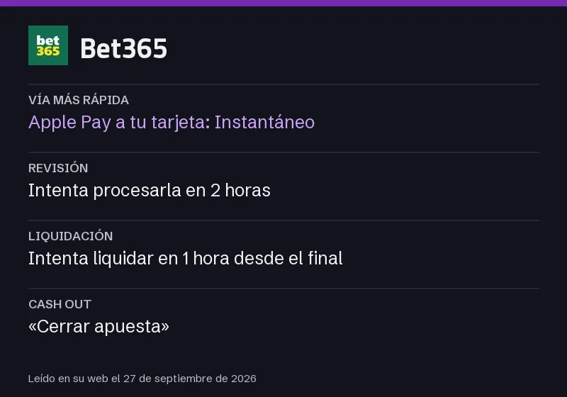 Hoja de tiempos de Bet365: vía más rápida, revisión, liquidación y cash out
