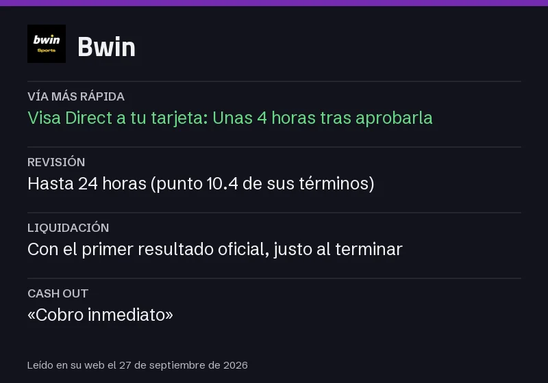 Hoja de tiempos de Bwin: vía más rápida, revisión, liquidación y cash out
